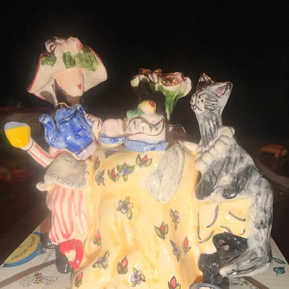 Clayworks by Heather Goldminc Presented By Blue Sky Whimsical Tea Party Figurine - Picture 12 of 15